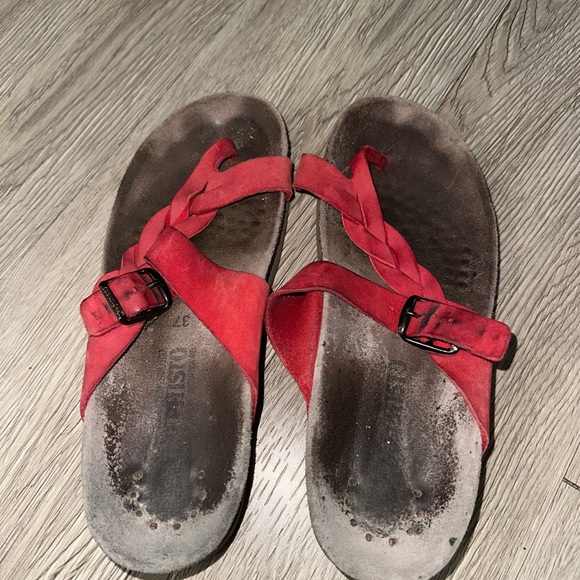 Mephisto Size EU 37 US 7 Helen Twist Muted Red Nubuck Leather Sandals - Picture 9 of 10